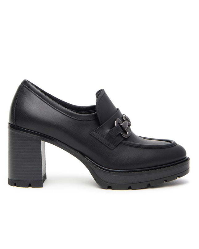 Nero Giardini Mocassini Donna con Tacco in Pelle Nero I411432D NERO 100 Nero Giardini 