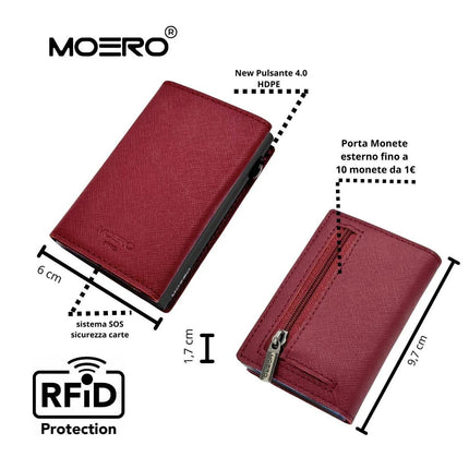Moero Pro Saffiano Bordeaux Zip Portafoglio Slim PRO SAFFIANO BORDEAUX ZIP BORDO Moero 