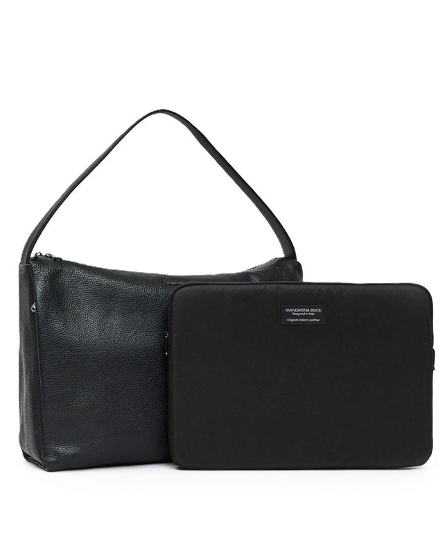 Mandarina Duck Borsa Donna Hobo con Custodia Pc 15 Pollici in Pelle Nero FZTA3 MELLOW LEATHER BLACK Mandarina Duck 