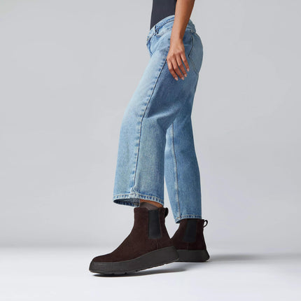 FitFlop Stivaletti Donna Flatform Chelsea con Zeppa in Camoscio Brown Marrone E1T F-MODE DARK BROWN FitFlop 