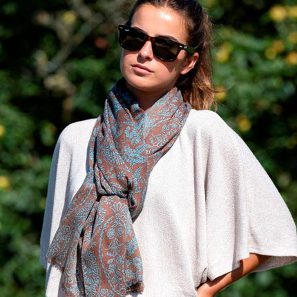 Foulard in Lana Misto Seta Marrone ASW42F MARRON Colores de Otono 