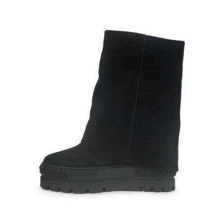 Tsakiris Mallas Stivali Donna Double Face con Risvolto e Zeppa in Camoscio Nero - MARIO SPATARELLA