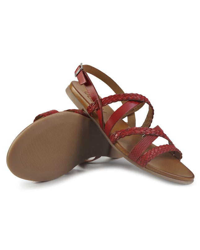 Vueva Sandali Flat Donna in Pelle Rosso WD133R89 RED Vueva 