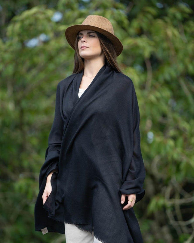 Scialle Lana Misto Seta Nero - MARIO SPATARELLA