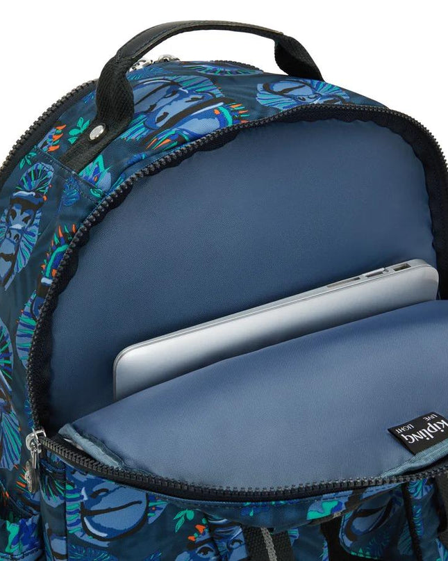 Zaino Porta Computer 15 Pollici Fantasia Blu SEOUL LAP BLUE MONKEY FUN Kipling 