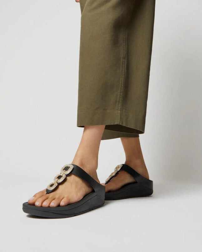 FitFlop Sandali Donna Infradito Nero con Strass HX2-001 FINO CRYSTAL BLACK FitFlop 
