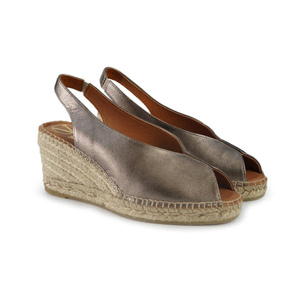 Viguera Espadrillas Alta in Pelle Lminato Fumo 2127 FUMO Viguera 