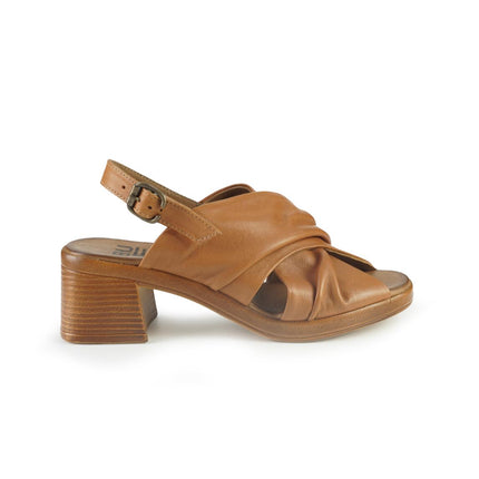 Bueno Sandali Donna con Tacco in Pelle Cuoio E3800 TAN Bueno 