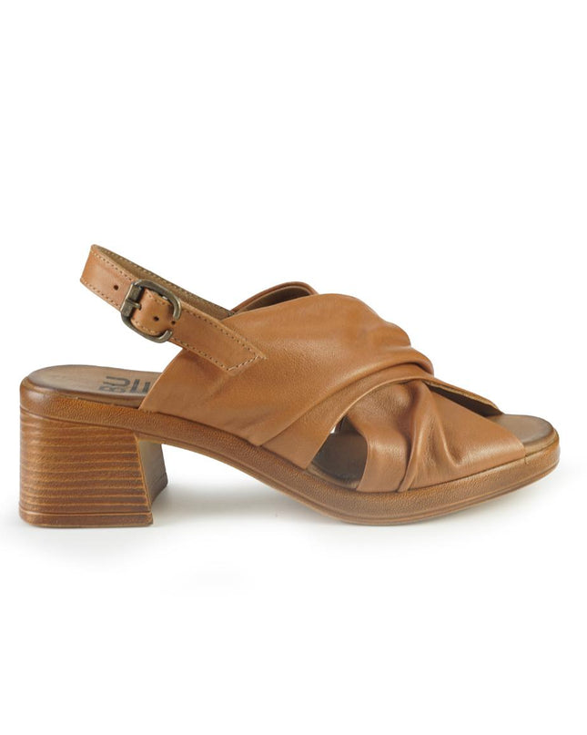 Bueno Sandali Donna con Tacco in Pelle Cuoio E3800 TAN Bueno 