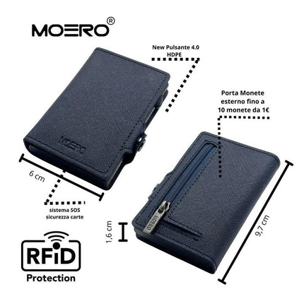 Moero Saffiano Blu Navy Zip Portafoglio Slim SAFFIANO BLU ZIP BLU NAVY Moero 
