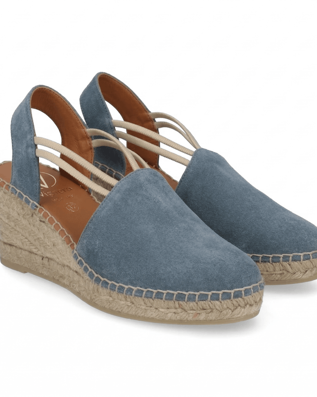 Viguera Espadrillas Alpargatas Donna con Elastici in Camoscio Jeans - MARIO SPATARELLA