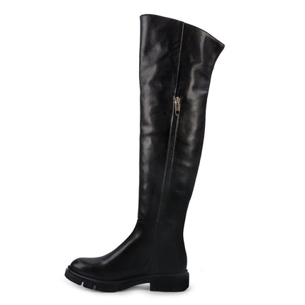 Gianni Crasto Stivale Donna in Pelle Nera con Tacco Medio e Gambale Alto Sopra il Ginocchio - MARIO SPATARELLA