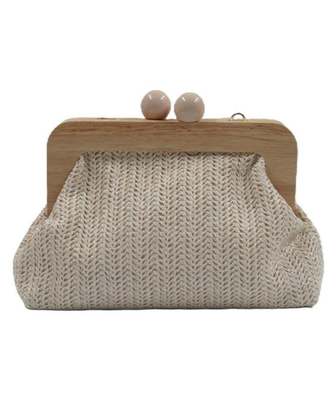 Exe Borsa Clutch Pochette Donna a Mano e Tracolla in Tessuto Beige - MARIO SPATARELLA
