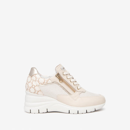Nero Giardini Sneakers Donna con Zeppa in Pelle Milk E512940D MILK 710 Nero Giardini 