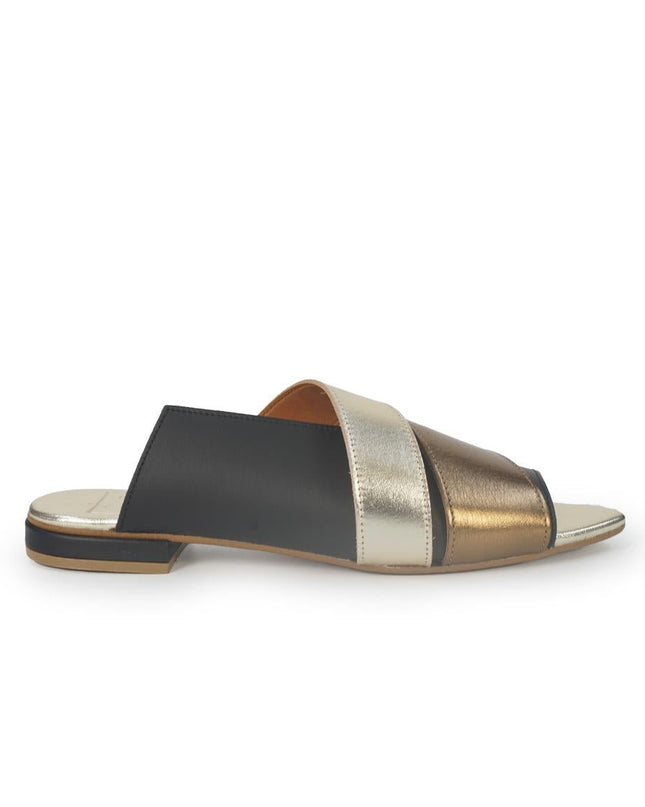 Luis Anne Sandalo Sabot Donna Basso in Pelle Nero Multi - MARIO SPATARELLA