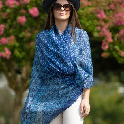 Foulard Pareo in Seta Stampa Blu ASK260C AZUL OSCURO Colores de Otono 