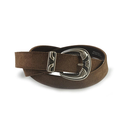 Cintura Donna in Camoscio Marrone con Fibbia Texana 10330/30 MORO Spatarella 