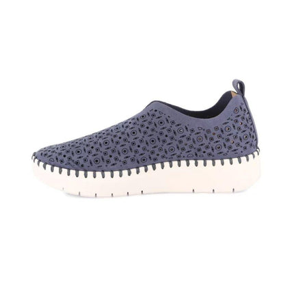 Grunland Slipon Traforata Donna in Tessuto Jeans Blu - MARIO SPATARELLA