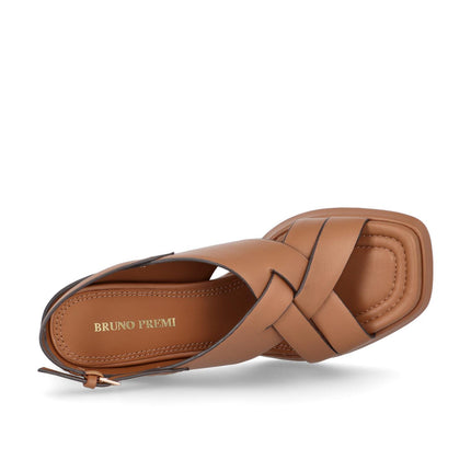 Bruno Premi Sandalo Donna con Plateau in Pelle Cuoio - MARIO SPATARELLA