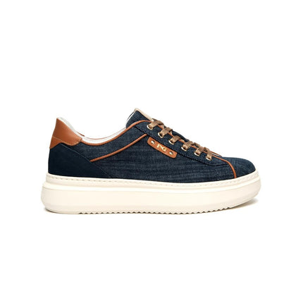 NeroGiardini Sneakers Donna in Pelle e Tessuto Blu - MARIO SPATARELLA