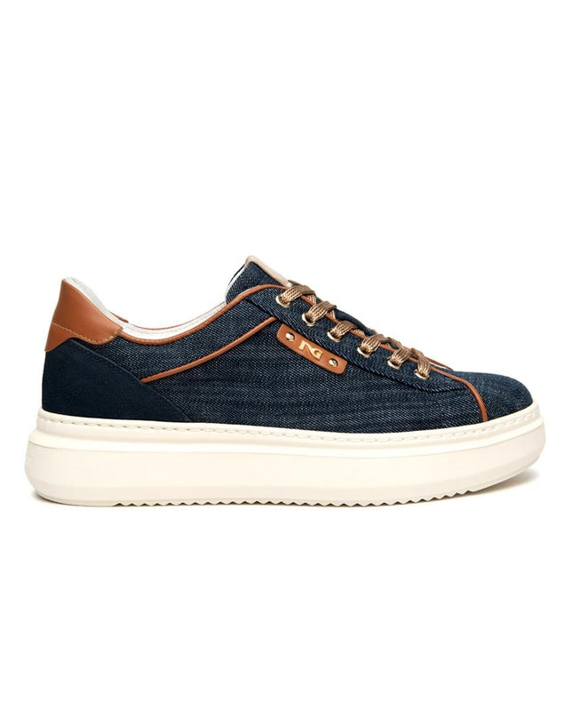NeroGiardini Sneakers Donna in Pelle e Tessuto Blu - MARIO SPATARELLA