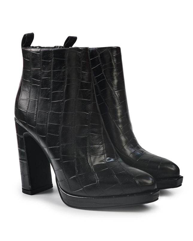 Exe Stivaletti Donna Con Tacco e Plateau in Ecopelle Cocco Nero K2417 COCCO Exe 