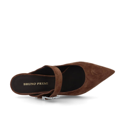 Bruno Premi Sabot Scalzato Tacco Stiletto in Camoscio Tabacco - MARIO SPATARELLA