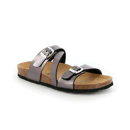 Grunland Sandali Donna Plantare Sughero Doppia Fibbia Antracite CB2642 SARA ANTRACITE Grunland 