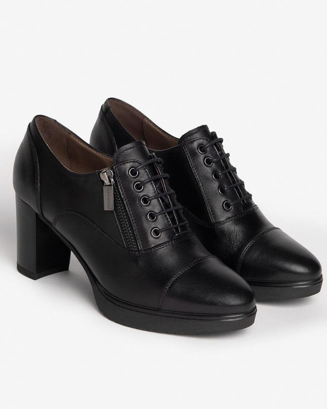 Nero Giardini Francesina con Tacco e Plateau in Pelle Nero - MARIO SPATARELLA