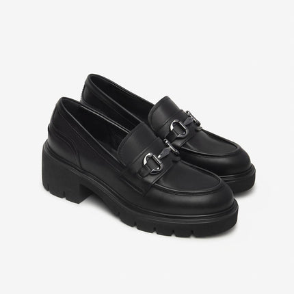 Nero Giardini Mocassini Donna con Tacco e Morsetto in Pelle Nera<BR/> I513980D NERO 100 Nero Giardini 