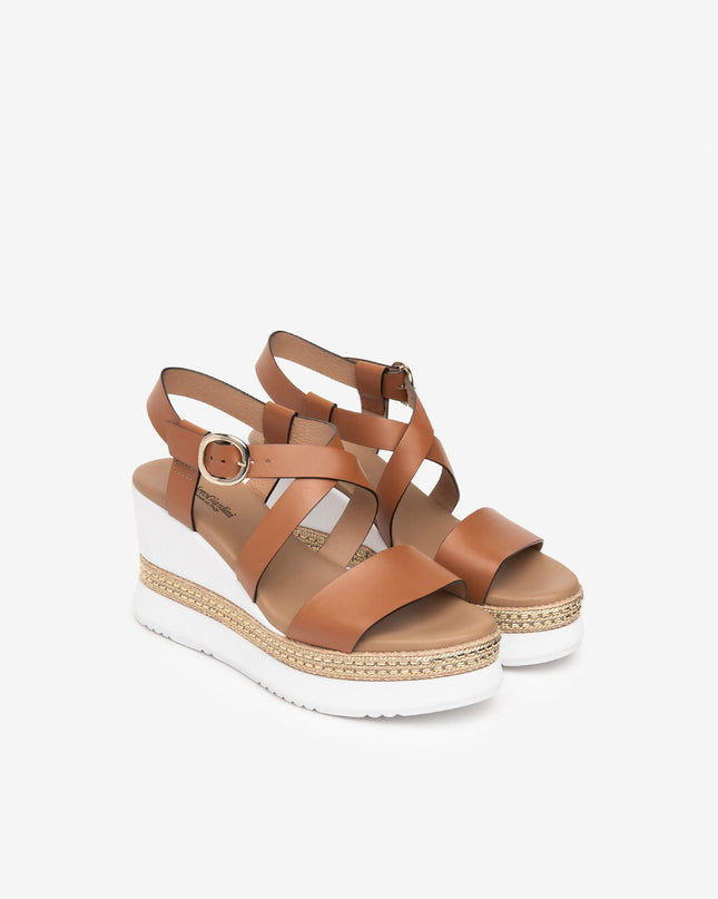 Nero Giardini Sandali Donna con Zeppa in Pelle Cognac Cuoio E513550D COGNAC 329 Nero Giardini 