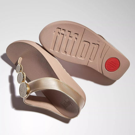 FitFlop Sandali Donna Infradito Beige con Strass HJ1-C22 HALO METALLIC LATTE FitFlop 