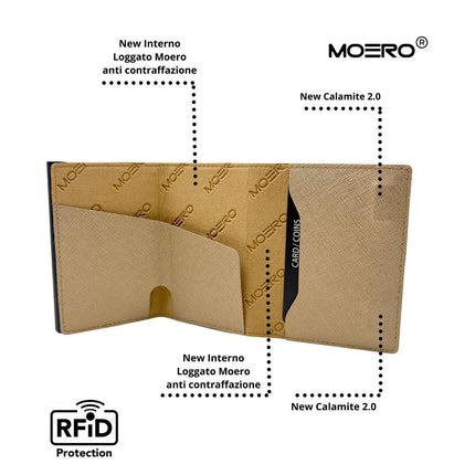 Portafoglio Slim PRO SAFFIANO GOLD ZIP GOLD Moero 
