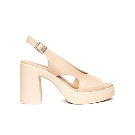 NeroGiardini Sandali Slingback Donna con Tacco Alto e Plateau in Pelle Lino E616082D LINO 453 Nero Giardini 
