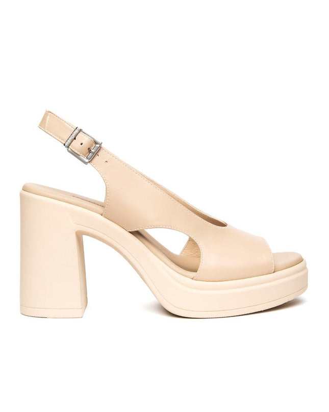 NeroGiardini Sandali Slingback Donna con Tacco Alto e Plateau in Pelle Lino E616082D LINO 453 Nero Giardini 