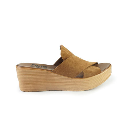 Bueno Sandali Donna con Zeppa in Camoscio Cuoio A4703 CAMOSCIO Bueno 