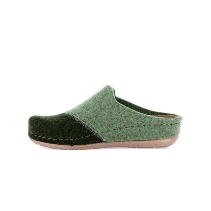 Grunland Pantofole Ciabatte Donna con Zeppa in Feltro Verde - MARIO SPATARELLA