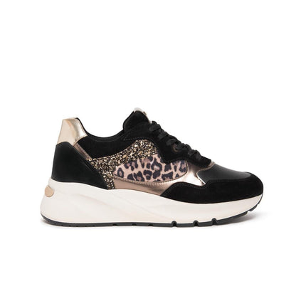 Nero Giardini Sneakers Donna in Camoscio Nero e Animalier Leopardo - MARIO SPATARELLA