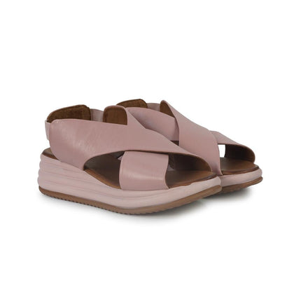 Bueno Sandali Donna con Zeppa in Pelle Rosa - MARIO SPATARELLA