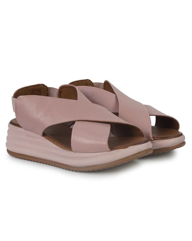 Bueno Sandali Donna con Zeppa in Pelle Rosa - MARIO SPATARELLA