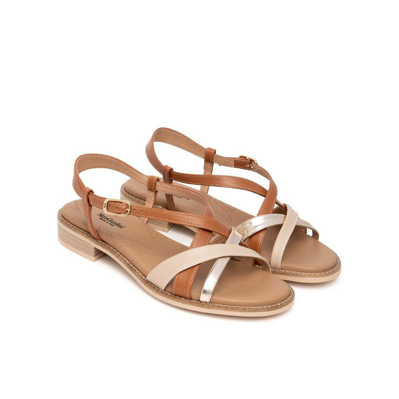 Nero Giardini Sandalo Donna Basso in Pelle Lino Multi - MARIO SPATARELLA