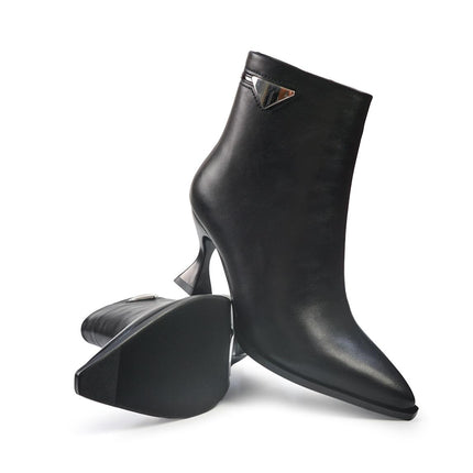 Exe Stivaletti Donna a Punta e Tacco Rocchetto in Ecopelle Nero - MARIO SPATARELLA