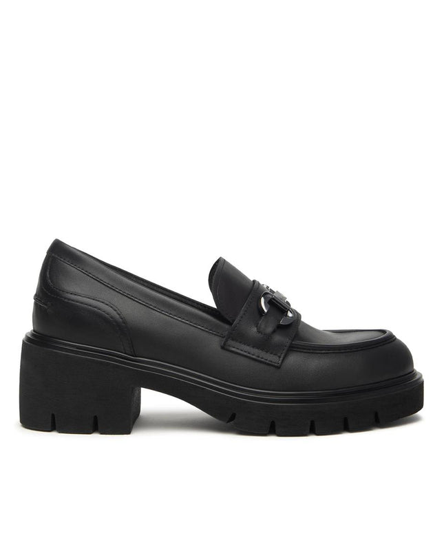 Nero Giardini Mocassini Donna con Tacco e Morsetto in Pelle Nera<BR/> I513980D NERO 100 Nero Giardini 