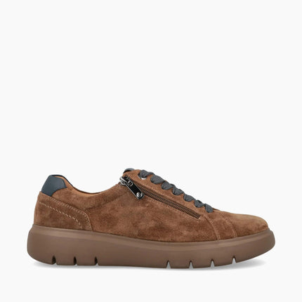 Impronte Sneakers Uomo Lacci e Zip in Camoscio Cognac - MARIO SPATARELLA