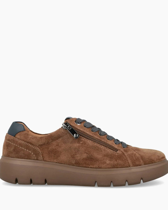 Impronte Sneakers Uomo Lacci e Zip in Camoscio Cognac - MARIO SPATARELLA