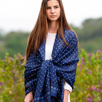 Foulard Pareo in Seta Stampa Blu ASK75C SILK AZUL OSCURO Colores de Otono 