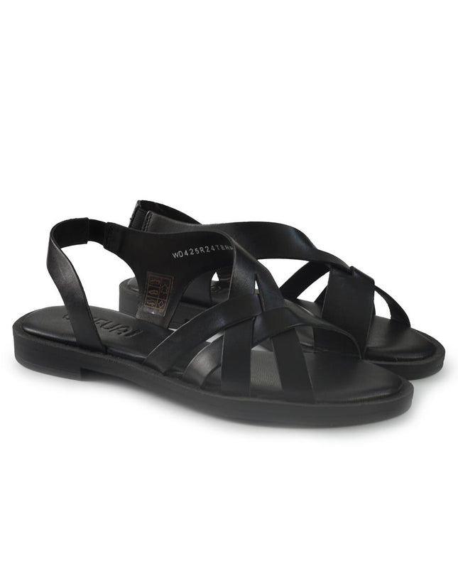 Vueva Sandali Flat Donna in Pelle Nero - MARIO SPATARELLA