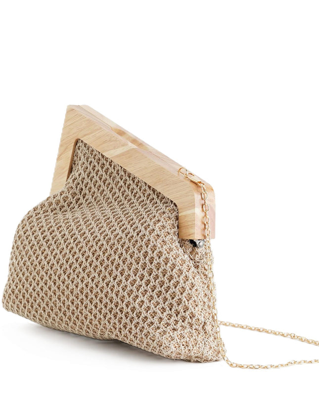 Exe Borsa Clutch Pochette Donna a Mano e Tracolla in Tessuto Beige - MARIO SPATARELLA