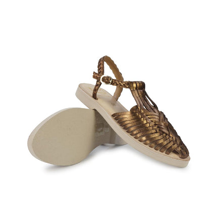 Huarache Sandalo Donna in Pelle Laminata Bronzo 301 MET BRONZE Taj 