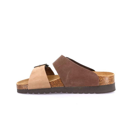 Grunland Sandali Donna Plantare Sughero Doppia Fibbia in Nabuk Bicolore CB2249 HOLA TDM TAUPE Grunland 